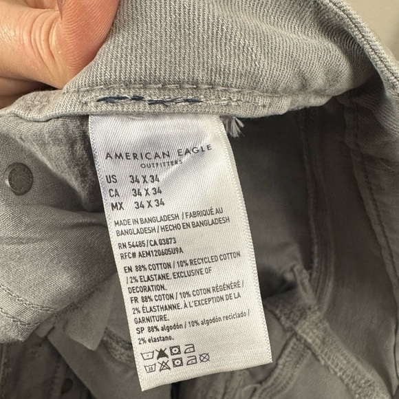 American Eagle Gray Slim Distressed Denim Jean 29x34 Grunge Goth Punk Streetwear - Picture 8 of 13